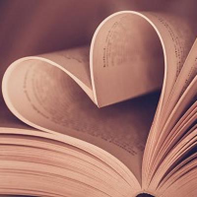Book pages in the shape of a heart.