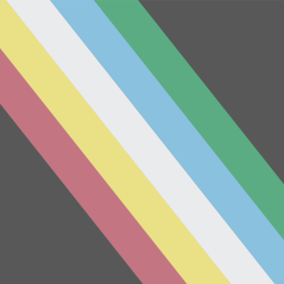 Rainbow stripes on dark background.