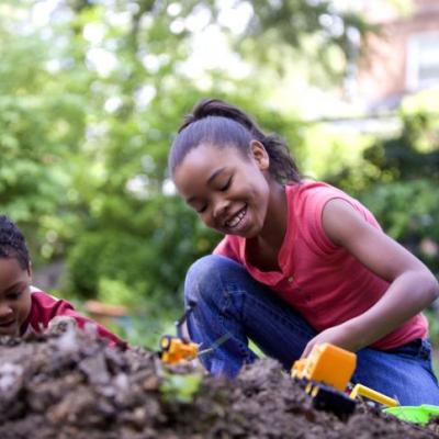 Children in a garden.