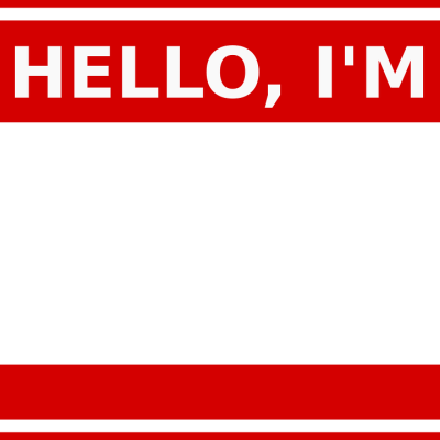 Hello name tag with a blank spot for a person's name.