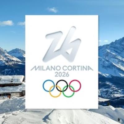 Italian mountains with 2026 olympic logo