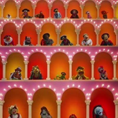 Illustration of muppets on stacked arches.