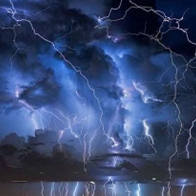 Lightning at night.
