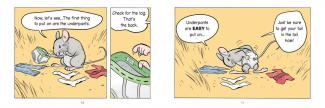 Cartoon depicts mouse trying on underwear.