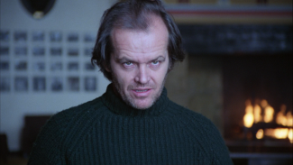 Jack Nicholson starring as Jack Torrance in the 1980 film The Shining, directed by Stanley Kubrick