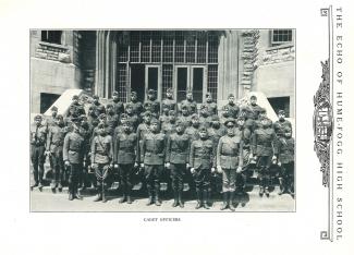 Class photo of cadet officers at Hume-Fogg High School in 1924