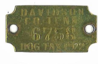 Metal dog tag from 1919