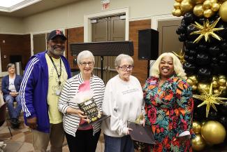 Volunteers at Christmas party.